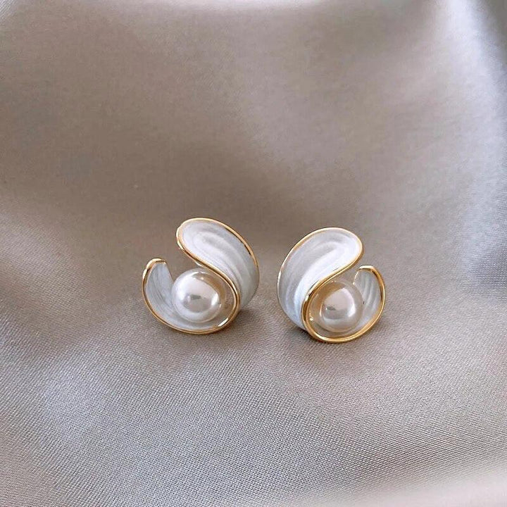 Luxury White Opal Earrings with Pearls in Gold - MABEL LONDON