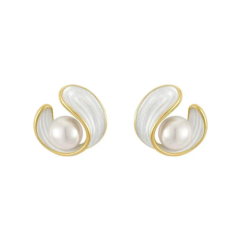 Luxury White Opal Earrings with Pearls in Gold - MABEL LONDON