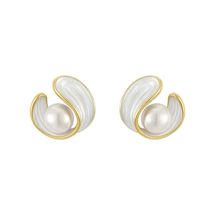 Luxury White Opal Earrings with Pearls in Gold - MABEL LONDON