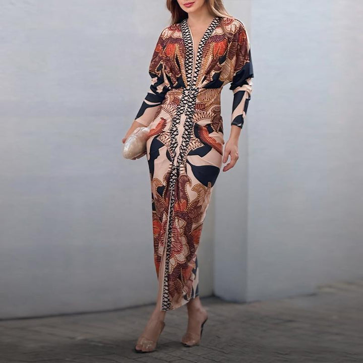 LUCIANA™ – Elegant Casual Short Sleeve Midi Dress - MABEL LONDON