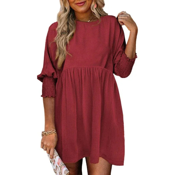 MIRASOL™ – Casual Crew Neck Loose Fit Mini Dress - MABEL LONDON