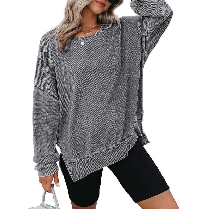 THALIENE™ - Casual Oversized Crewneck Long Sleeve Sweatshirt - MABEL LONDON