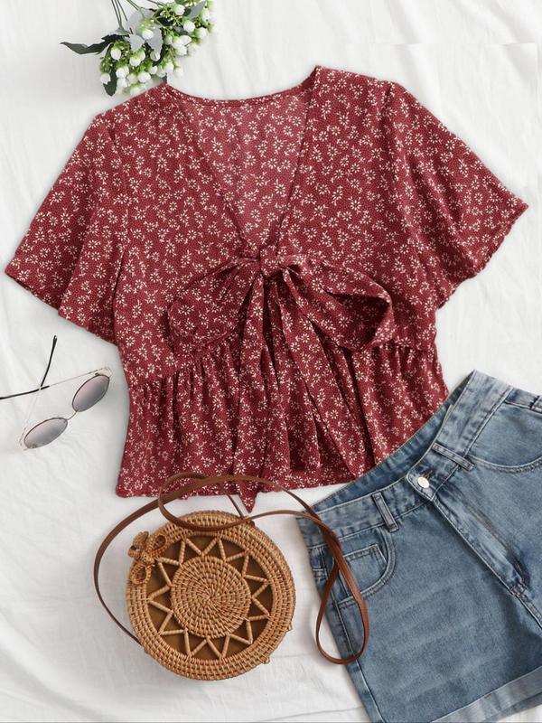 ALTHEA™ – Casual Summer V-Neck Flowy Top - MABEL LONDON