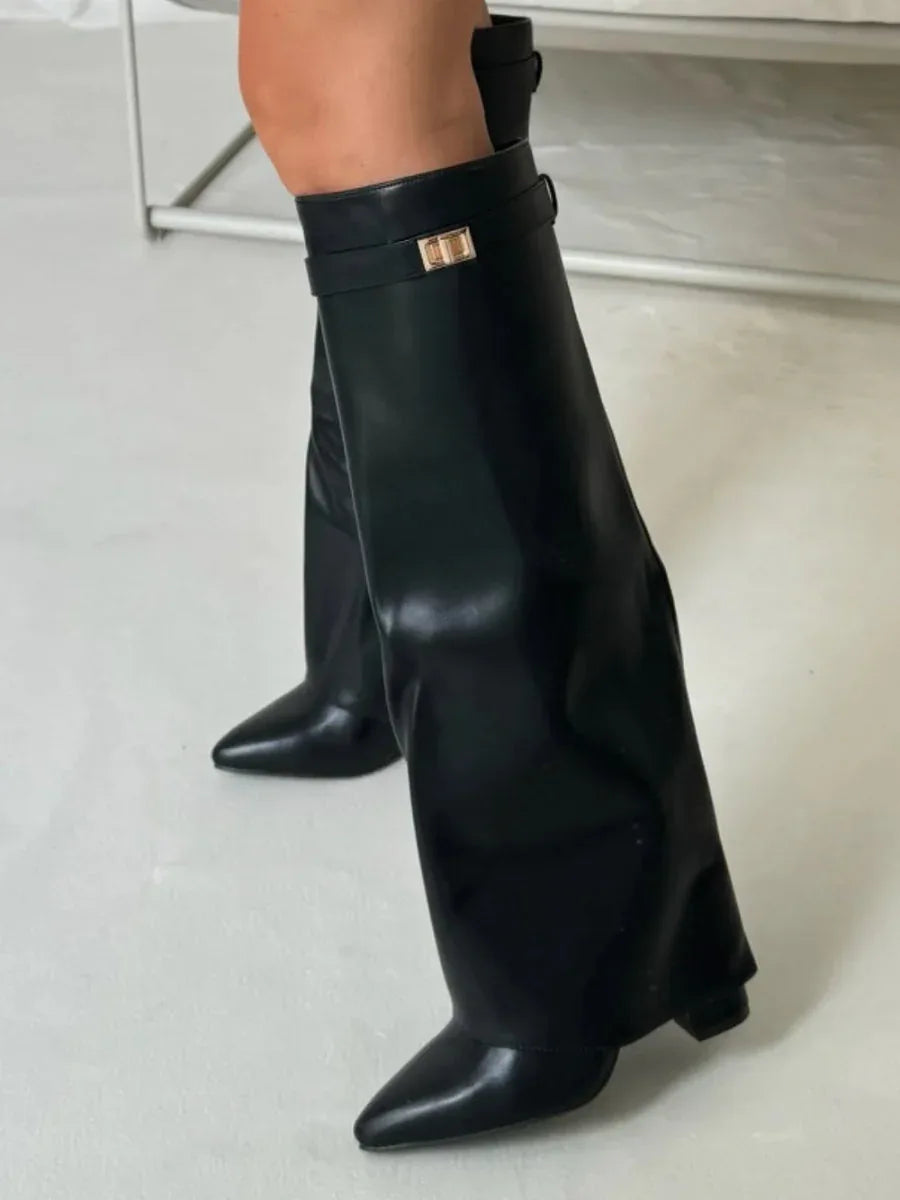 HARRIET | WOMEN'S LEATHER THIGH-HIGH BOOTS WITH BUCKLE - MABEL LONDON