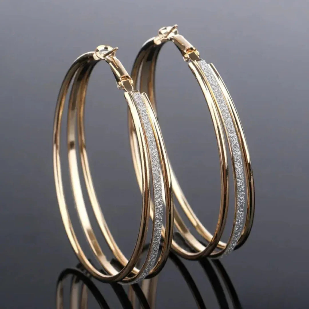 Retro Gold Hoop Earrings - MABEL LONDON