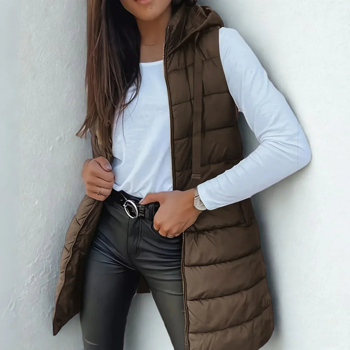 Maya | Sleeveless Hooded Puffer Vest - MABEL LONDON