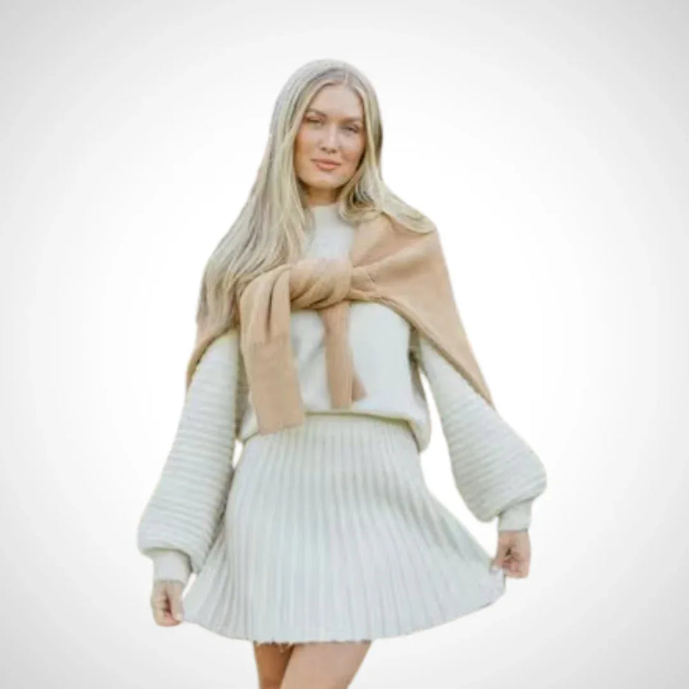 LOUISA™ - Elegant Ribbed Knit Two-Piece Fall Outfit - MABEL LONDON