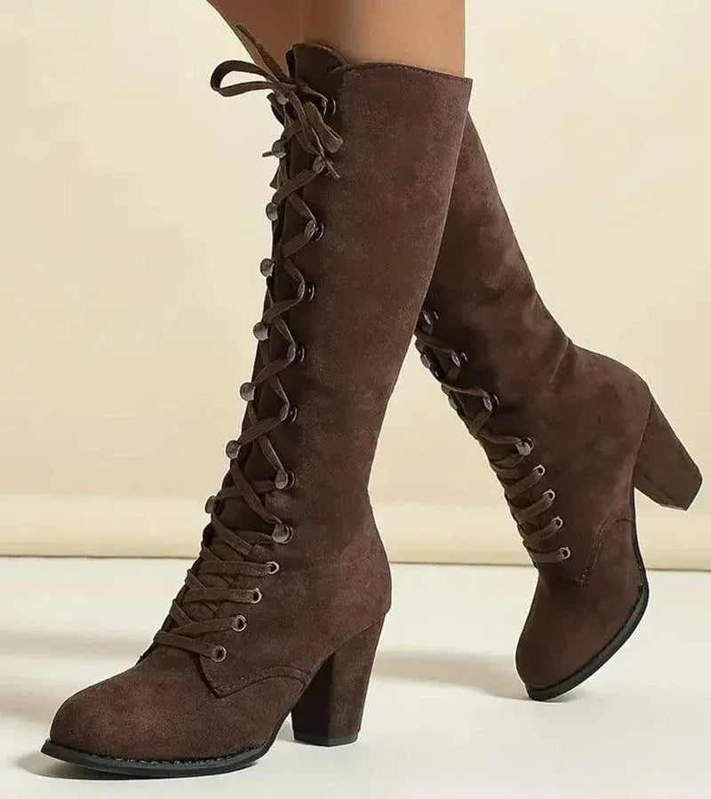 Sandra | Brown Knee Boots - MABEL LONDON