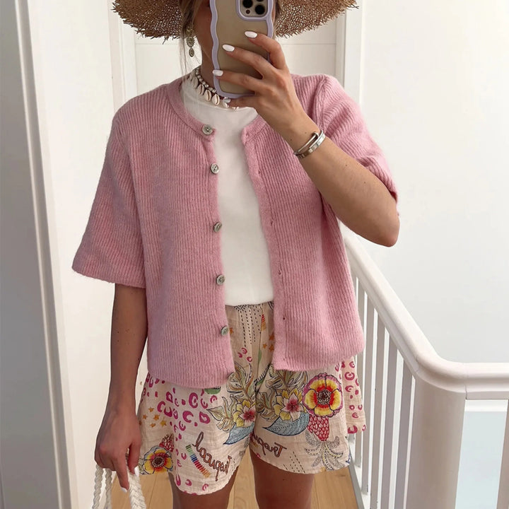 ALMA™ – Casual Summer Lightweight Short Sleeve Cardigan - MABEL LONDON
