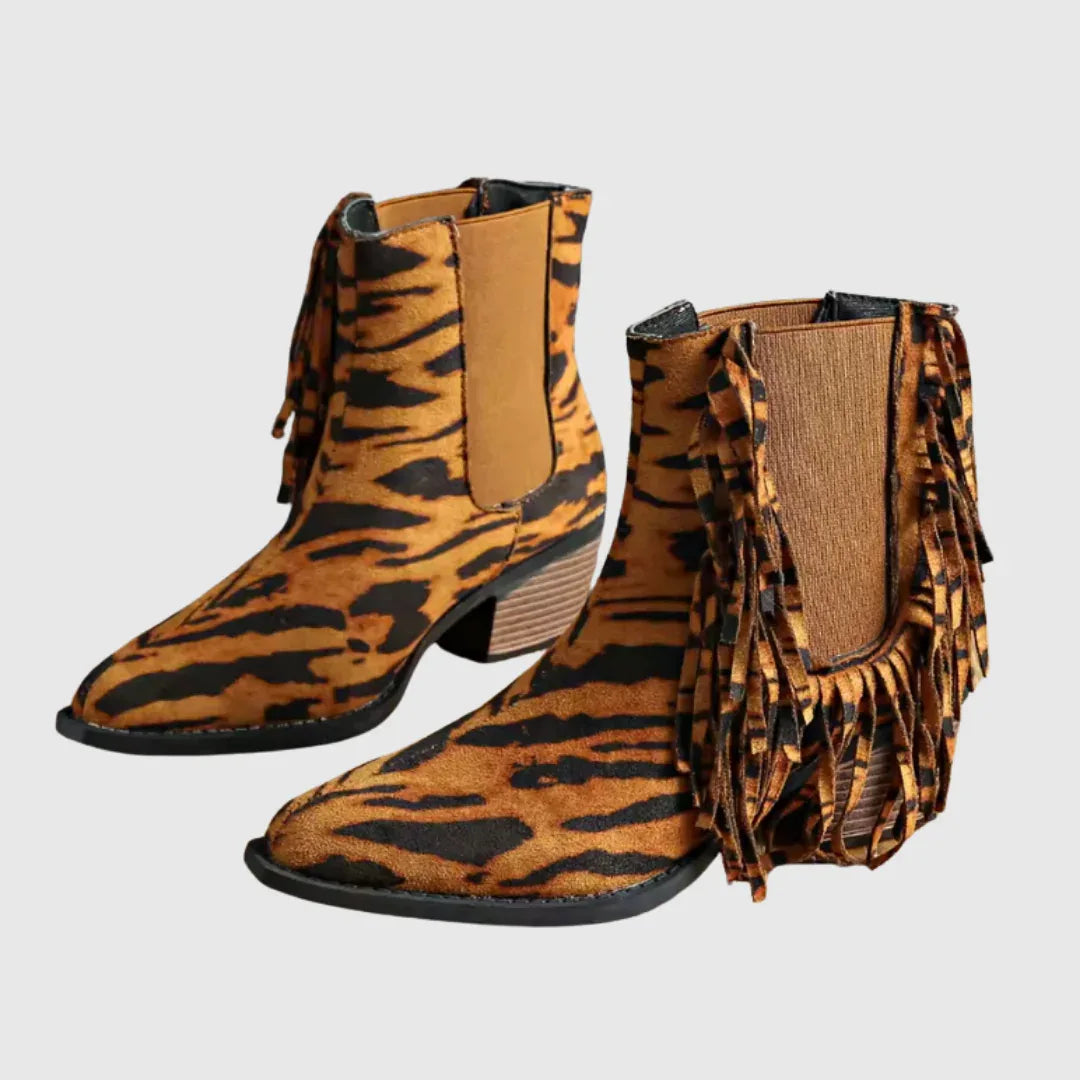 Olivine | Fringe Suede Ankle Boots - MABEL LONDON