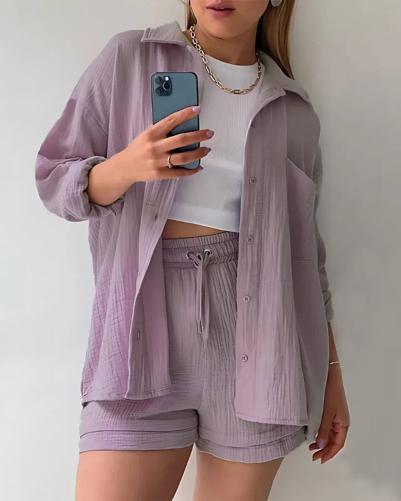 VERA™ – Modern Button-Up Shorts Set - MABEL LONDON