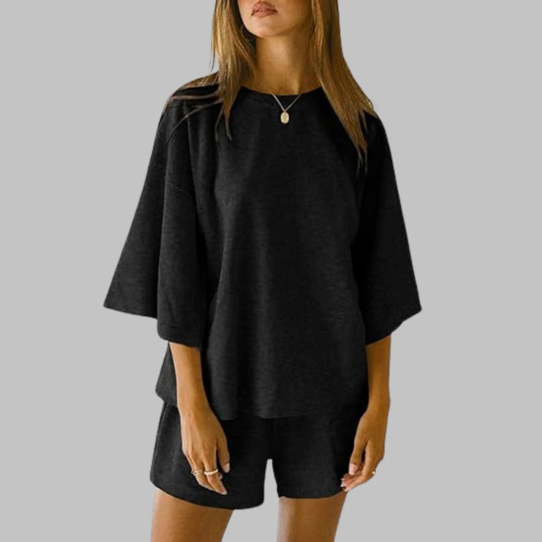 TIYA™ - Casual Top and Shorts Lounge Set - MABEL LONDON