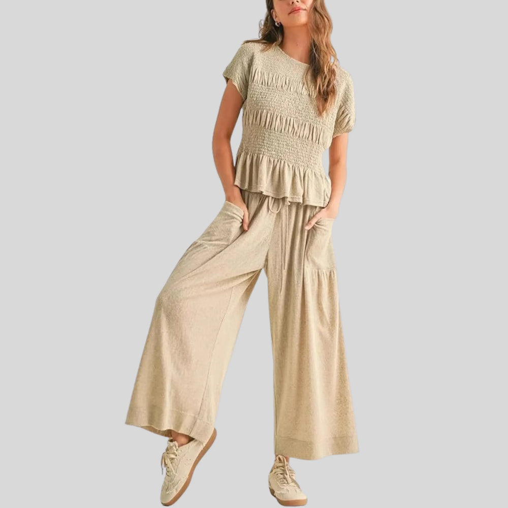 HEATH™ - Casual Top and Wide-Leg Pants Lounge Set - MABEL LONDON