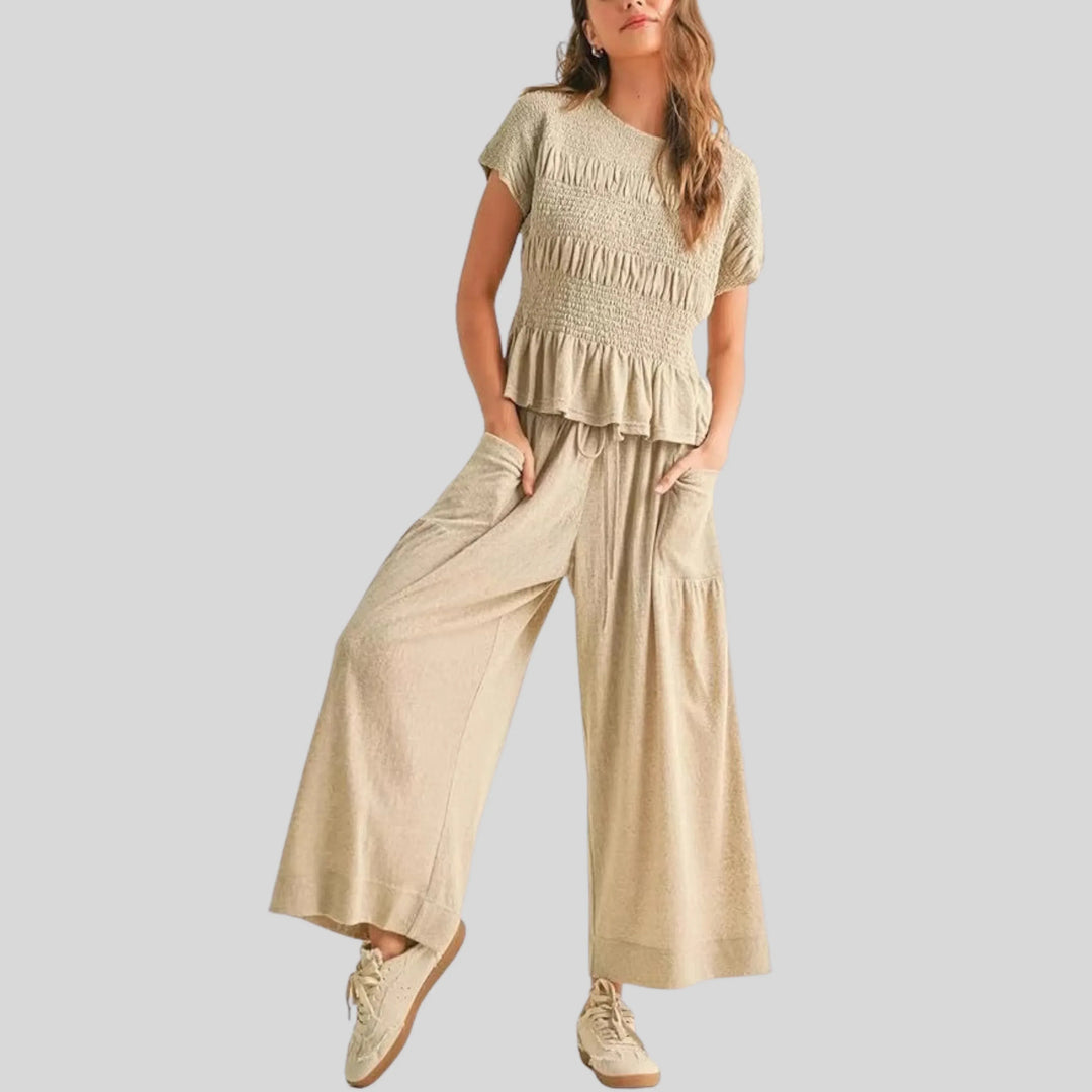 HEATH™ - Casual Top and Wide-Leg Pants Lounge Set - MABEL LONDON