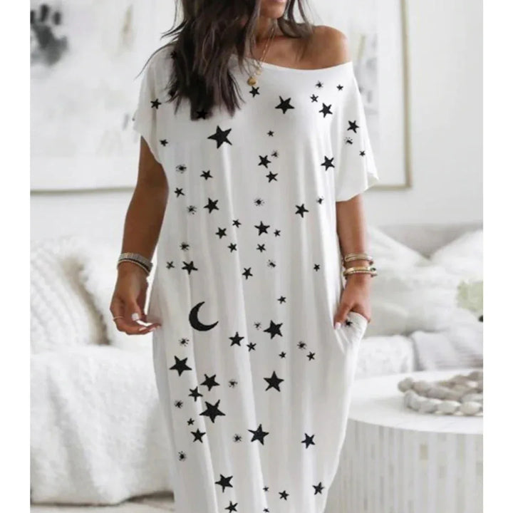 LUNARI™ - Loose Fit Round Neck Sleep Nightdress - MABEL LONDON