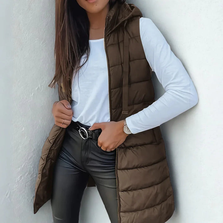 Eirlys | Casual Sleeveless Hooded Puffer Vest - MABEL LONDON