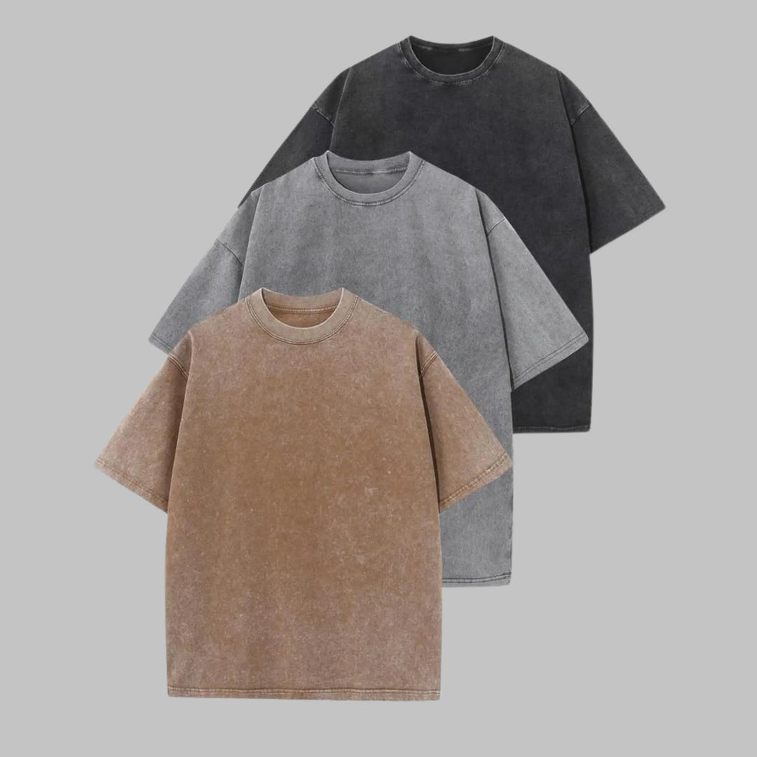 AFINA™ - Casual Oversized Wash Crew Neck Unisex Shirt - MABEL LONDON