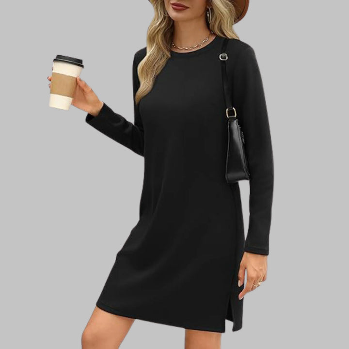 TATLO™ - Casual Long Sleeve Round Neck Mini Dress - MABEL LONDON