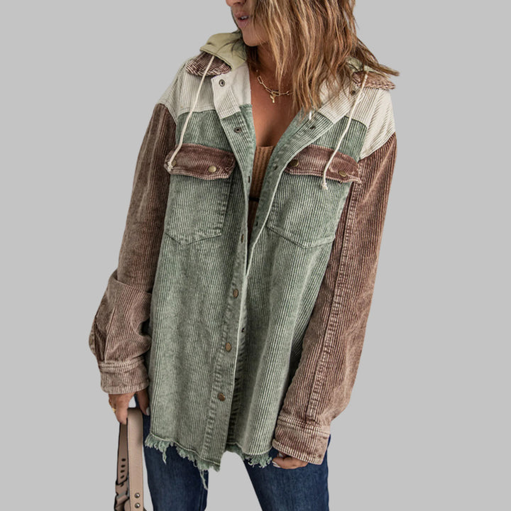 DABRINA™ - Classic Button Down Long Sleeve Hooded Jacket - MABEL LONDON