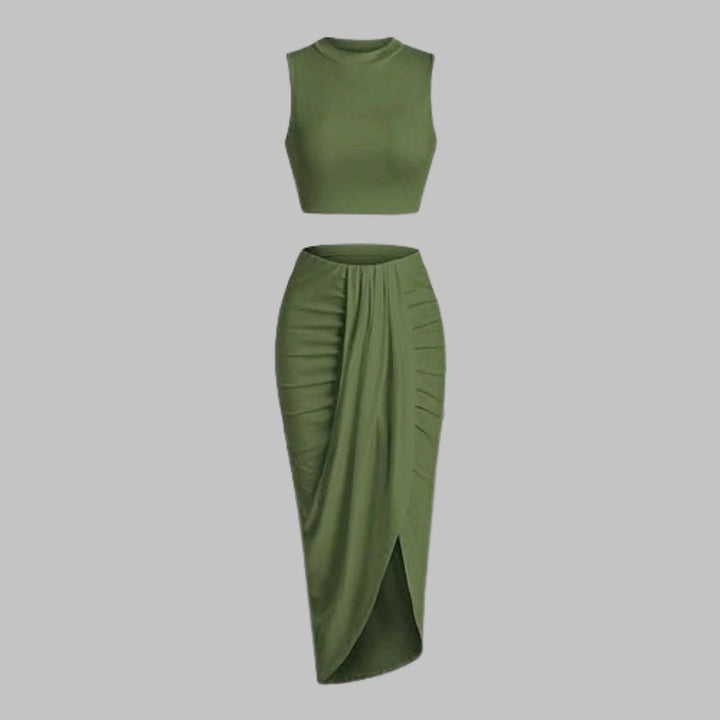 MANUELA™ - Elegant Pleated Slit Long Skirt Set - MABEL LONDON