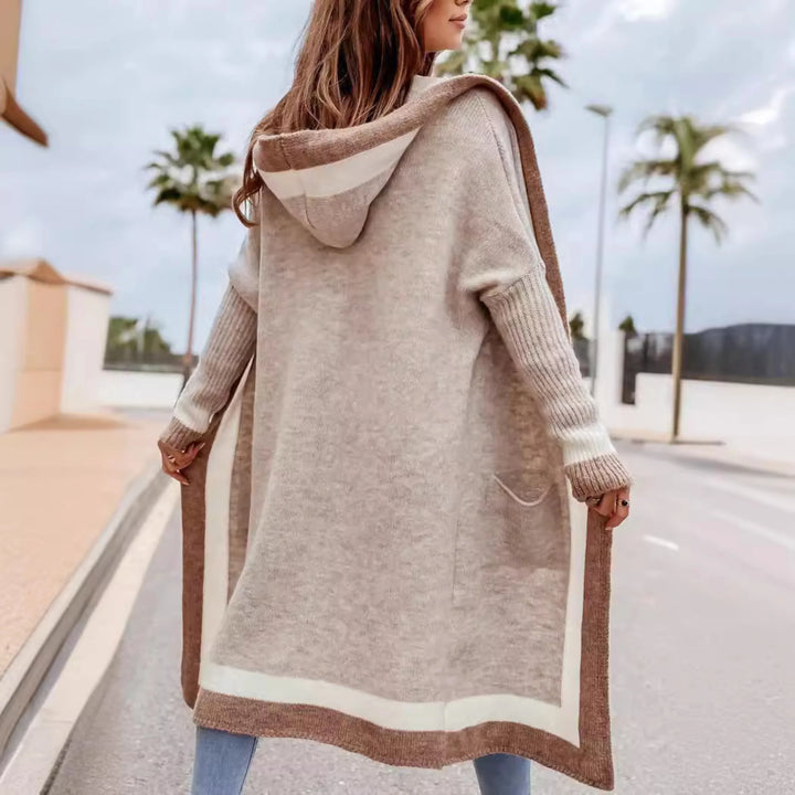 PLATO™ - Casual Open Front Oversized Hooded Cardigan - MABEL LONDON