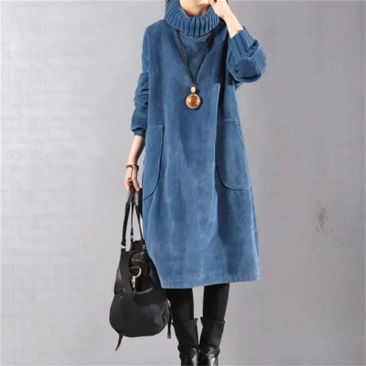 Marilyn | Ultra-Soft Cozy Turtleneck Winter Dress - MABEL LONDON