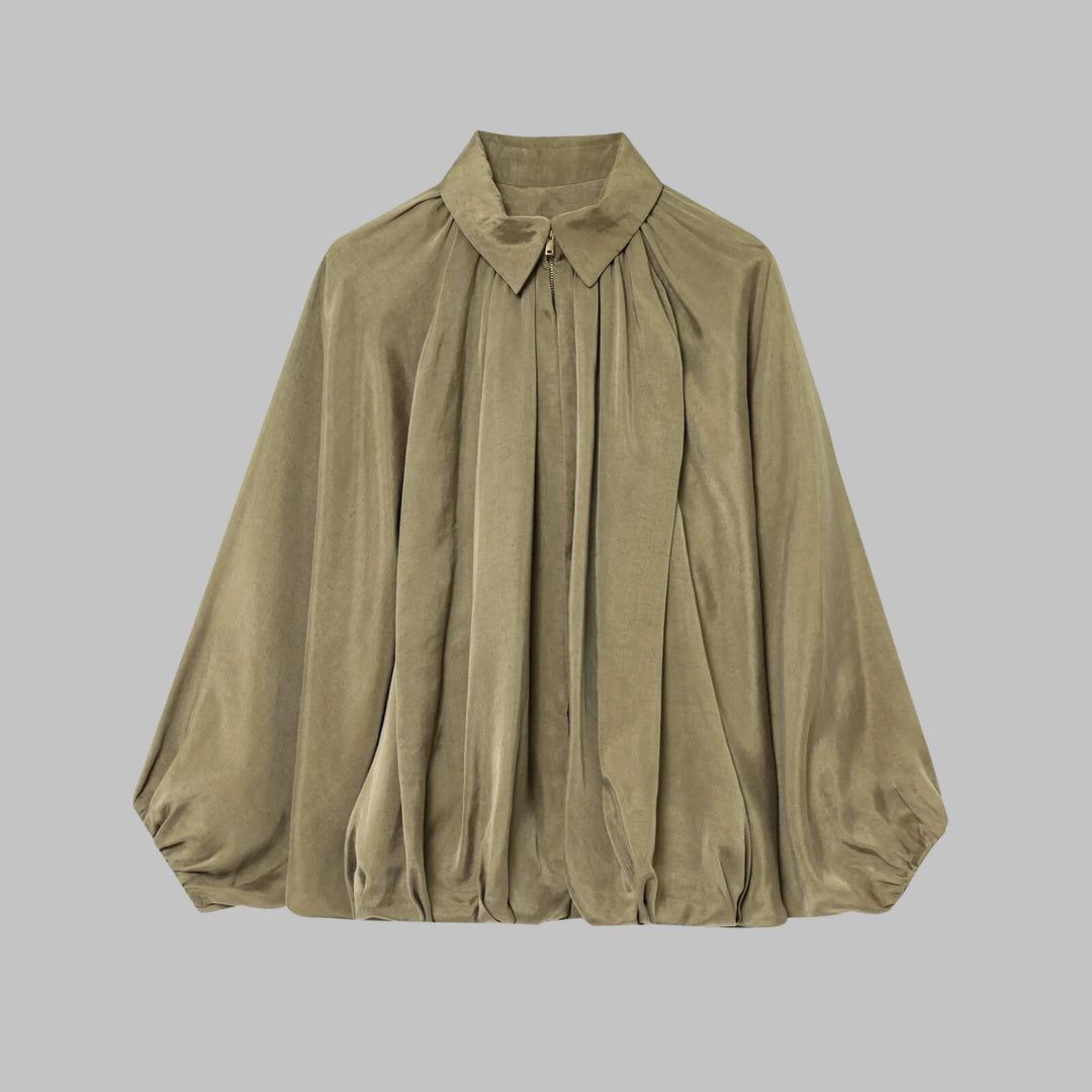 CHARLIZE™ - Vintage Oversized Puffed Batwing Sleeve Bomber Jacket - MABEL LONDON