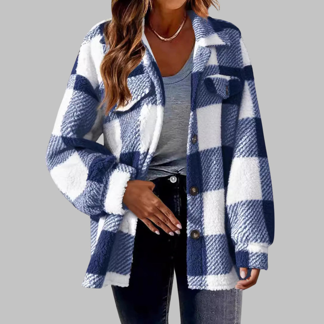 ERMI™ - Casual Plaid Button Down Long Sleeve Jacket - MABEL LONDON