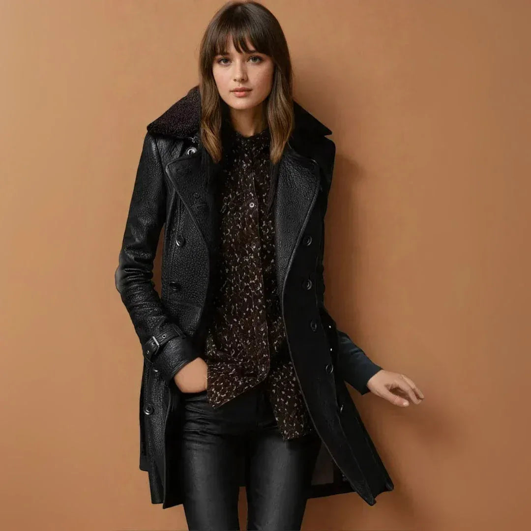 Eirlys | Classic Leather Coat - MABEL LONDON