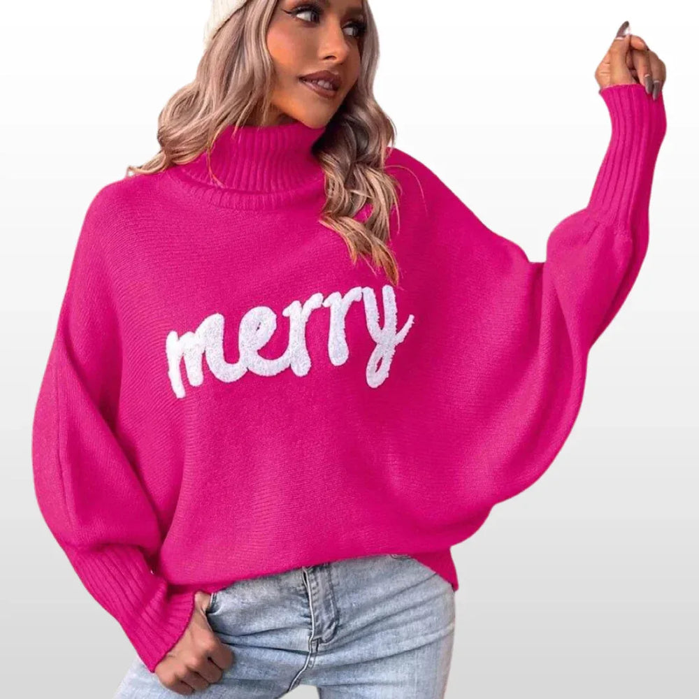 EMMIE™ - Loose-Fit Knit Sweater with Batwing Sleeves - MABEL LONDON