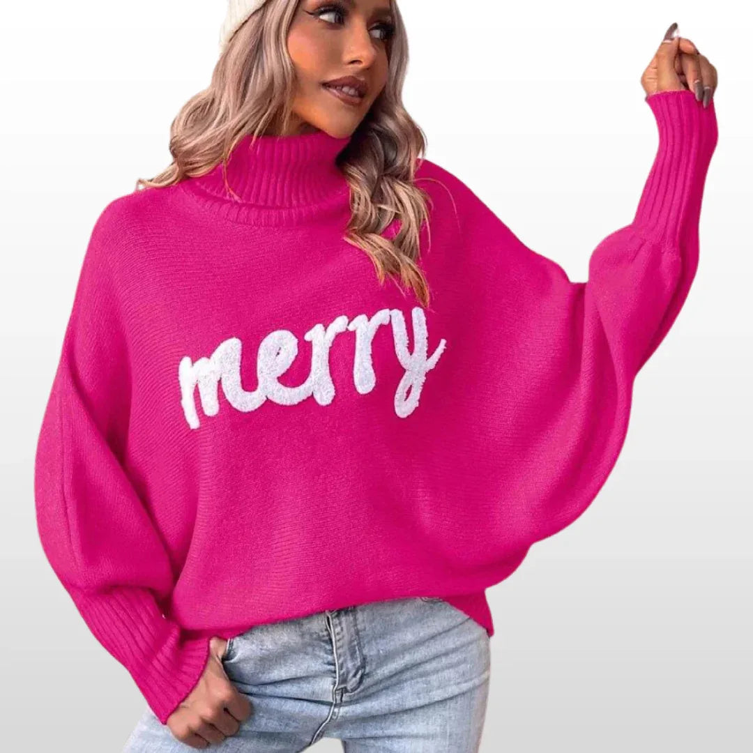 EMMIE™ - Loose-Fit Knit Sweater with Batwing Sleeves - MABEL LONDON