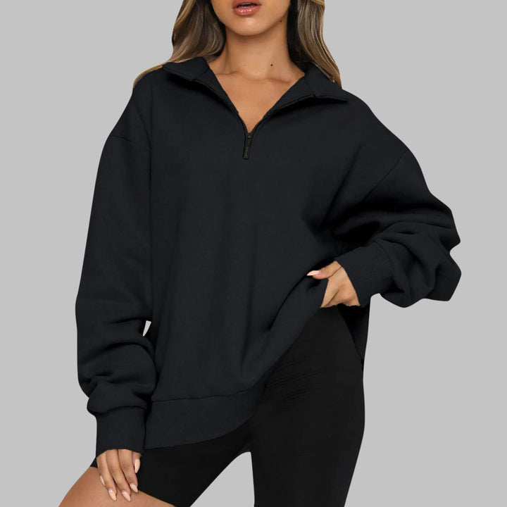 TENLEY™ - Casual Oversized Half Zip Long Sleeve Sweatshirt - MABEL LONDON