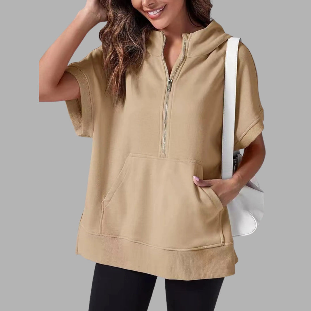 EMERLINDA™ – Relaxed Oversized Half-Zip Summer Hoodie - MABEL LONDON