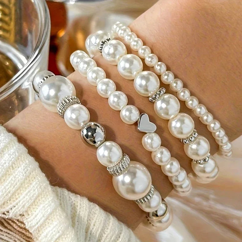 Pearl Heart Bracelet Set - MABEL LONDON