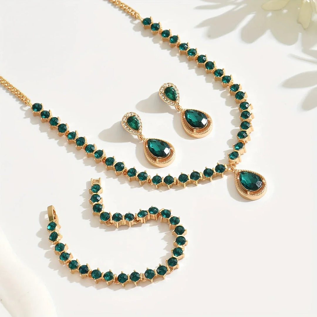 Elegant Geometric Crystal Jewelry Set - MABEL LONDON