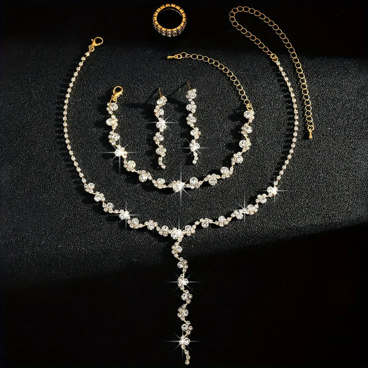 Valerine | High-End Sparkle Flower Jewelry Set - MABEL LONDON