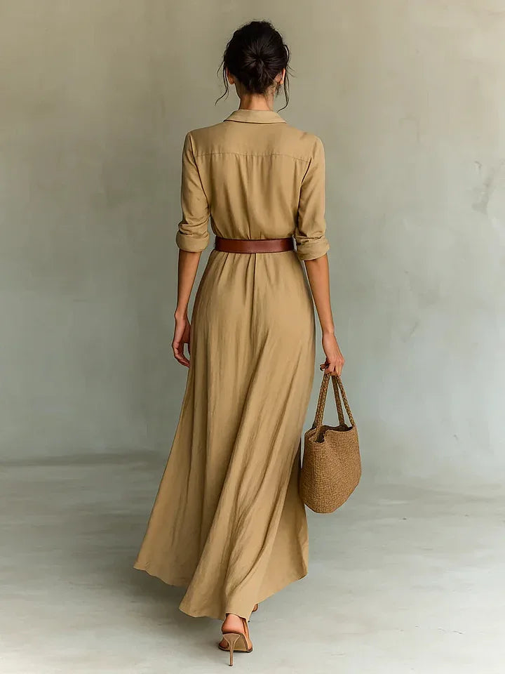 Una | Lapel-Wrap Maxi Dress - MABEL LONDON