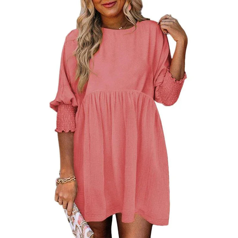 MIRASOL™ – Casual Crew Neck Loose Fit Mini Dress - MABEL LONDON