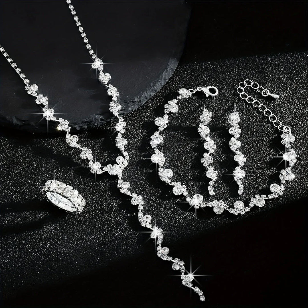 Valerine | High-End Sparkle Flower Jewelry Set - MABEL LONDON