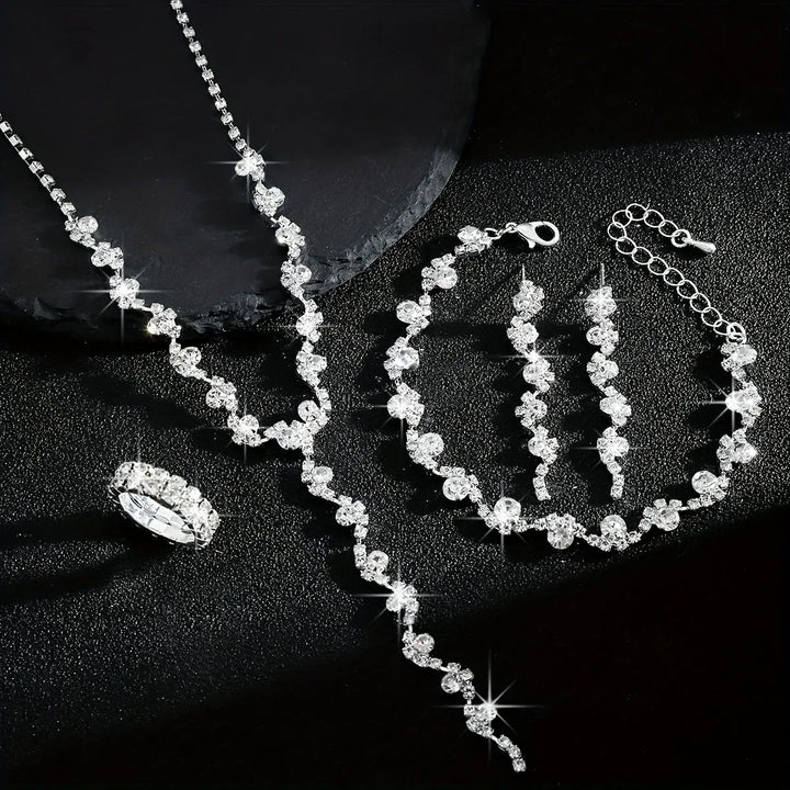 Valerine | High-End Sparkle Flower Jewelry Set - MABEL LONDON