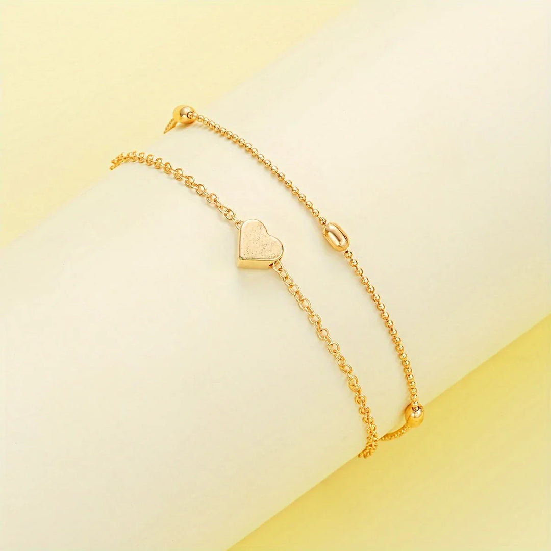 Simple Heart Necklace & Bracelet Set - MABEL LONDON
