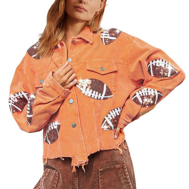 NERISSA™ - Chic Cropped Oversized Button Down Football Jacket - MABEL LONDON