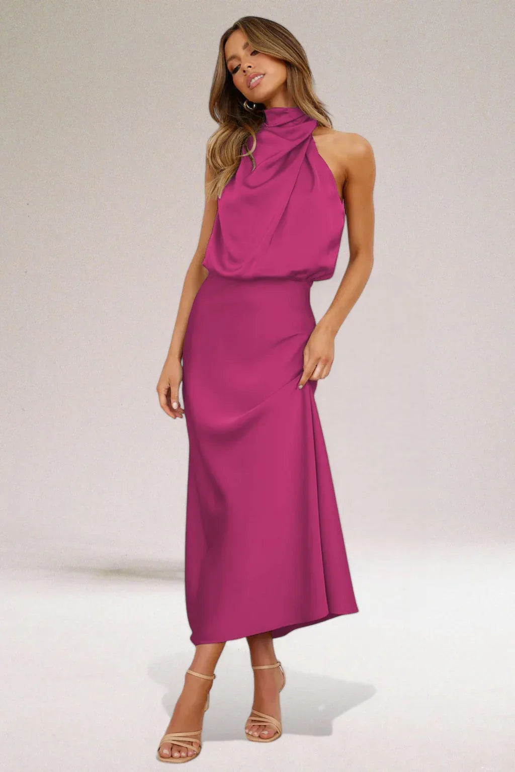 ELARA™ - Elegant Satin Evening Dress - MABEL LONDON
