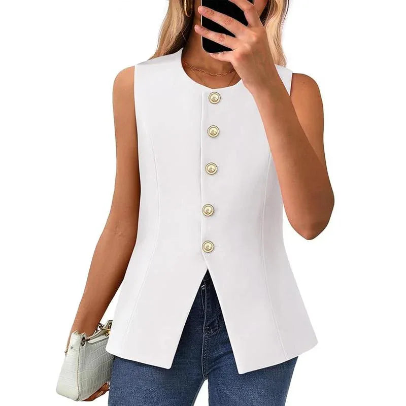 CORAZON™ – Chic Sleeveless Button-Down Vest - MABEL LONDON