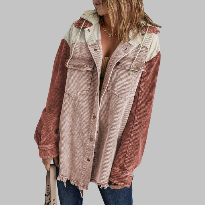 DABRINA™ - Classic Button Down Long Sleeve Hooded Jacket - MABEL LONDON