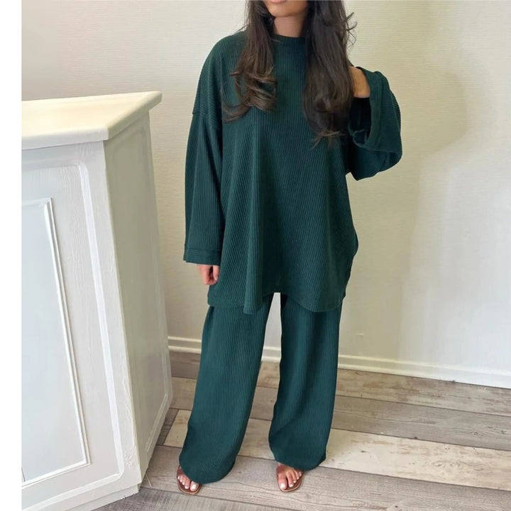 UNI™ - Casual Loose Top and Wide Leg Pants Set - MABEL LONDON