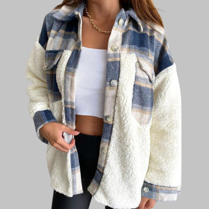 SUNNIE™ - Cozy Long Sleeve Button Down Checkered Jacket - MABEL LONDON