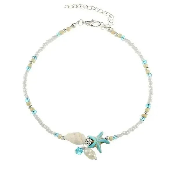 Star & Shell Anklet with Natural Stones - MABEL LONDON