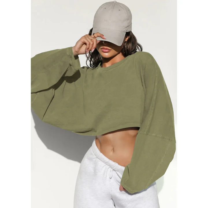 SKYE™ - Casual Cropped Pullover Sweatshirt - MABEL LONDON