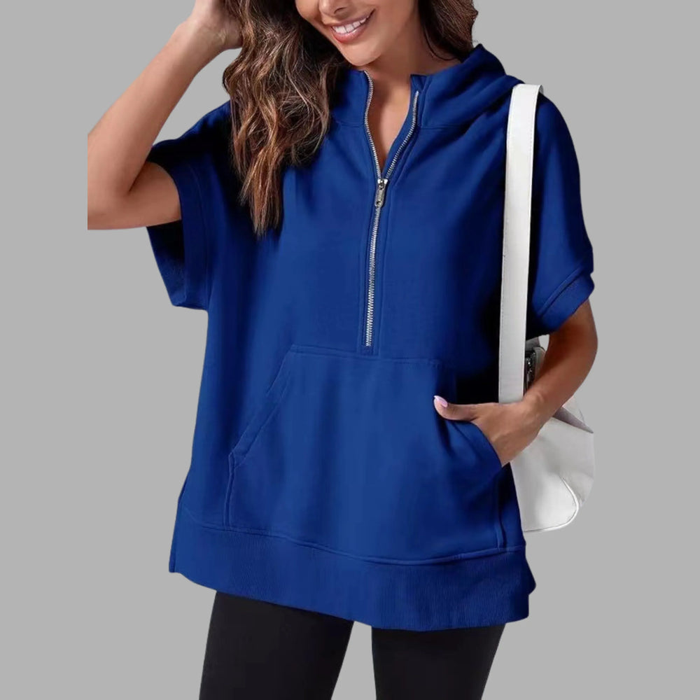 EMERLINDA™ – Relaxed Oversized Half-Zip Summer Hoodie - MABEL LONDON